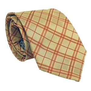Kenzo Homme Mens Vintage Plaid Silk Tie Yellow